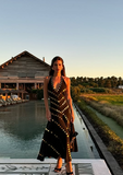 Elegant Black Halter Neck Sequined Backless Chiffon Long Prom Dress Evening Dress HZ1024