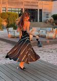 Elegant Black Halter Neck Sequined Backless Chiffon Long Prom Dress Evening Dress HZ1024