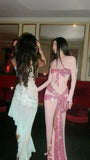 Beautiful Strapless Shiny Ruffle Sequined Side Leaking Prom Dress Evening Dress HZ1024