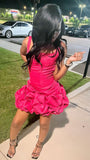 Simple Hot Pink Strap Mini Party Dress Homecoming Dress HZ1024