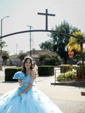 Beautiful Princess Dress Blue Off-the-shoulder Prom Dress A-line Floor-length Evening Dress HZ1024