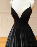 Simple A-Line Velvet Green Long Prom Dress, Green Long Formal Dress HZ1024