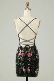 Charming Appliques Spaghetti Straps Bodycon Design A-line Homecoming Dress HZ1024