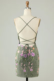 Charming Appliques Spaghetti Straps Bodycon Design A-line Homecoming Dress HZ1024
