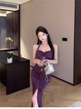 Vintage Purple Sweetheart Pleated Design Prom Dress A-line Halter Dress HZ1024