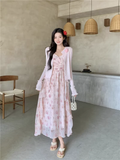 New Fashion Elegant Floral Chiffon Spaghetti Strap Dress HZ1024