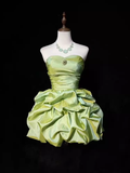 Vintage Sweetheart A-Line Homecoming Dress Ruffle Strapless Party Dress Short Cocktail Dress HZ1024