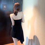Vintage Black Sequin Design A-line Sleeveless Strapless Homecoming Dress HZ1024