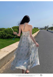 Simple Fashion Women Floaral Design Beach Holiday Halter Dress HZ1024