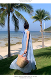 Simple Elegant Blue Design Beach Holiday Halter Dress HZ1024