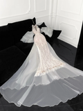 Elegant Ivory Applique Design Mermaid Wedding Dress Prom Dress Evening Dress HZ1024
