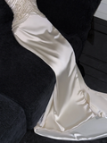 Elegant Ivory Sweetheart Satin Beaded Design Gorgeous Mermaid Floor-length Wedding Dress HZ1024