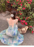 New Fashion Butterfly Design Short Sleeve Casual Spaghetti Strap Dress HZ1024