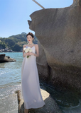 Simple Fashion Women White Design Sense Beach Holiday Banquet Halter Dress HZ1024