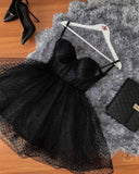 Vintage Black Polka Dot Homecoming Dress Sweetheart Party Dress Short A-Line Cocktail Dress HZ1024
