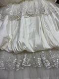 Gorgeous Lace Embroidery Beaded Sweet 16 Quinceanera Strapless A-Line Floor-length Tiered Prom Dress Evening Dress Ball Gown HZ1024