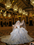 Gorgeous Shiny Beaded Sequined Sweetheart Design A-Line Wedding Dress Ball Gown Prom Dress Evening Dress HZ1024