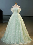 Green Tulle and Lace Long Formal Dress, Green Party Dress Prom Dress HZ1024