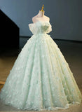Green Tulle and Lace Long Formal Dress, Green Party Dress Prom Dress HZ1024