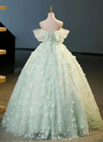 Green Tulle and Lace Long Formal Dress, Green Party Dress Prom Dress HZ1024