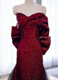Black And Red Long Party Dress Prom Dress, Sweetheart Satin Evening Dress Formal Dress HZ1024