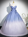 Beautiful Gradient-Color Glitter Sequins Prom Dresses, A-Line Princess Off-The-Shoulder Sleeveless Blue Formal Dresses HZ1024