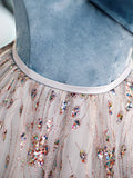 Blue Velvet and Tulle Long Prom Dress, Off Shoulder Evening Dress Party Dress HZ1024