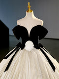 Black Velvet Long Prom Dress, Champagne A-Line Formal Dress Evening Dress HZ1024