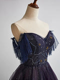 Purple Gradient Tulle Long Prom Dress, Beautiful A-Line Evening Party Dress HZ1024