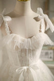 Champagne Tulle Lace Knee Length Prom Dress, Cute A-Line Party Dress HZ1024