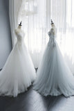 Previous Next A-Line Tulle Lace Long Prom Dresses, Evening Party Dresses HZ1024
