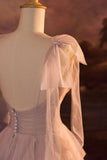 V-Neck Tulle Long Ball Gown, A-Line Formal Evening Gown HZ1024