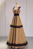 Stylish Tulle Long Prom Dress, A-Line Evening Party Dress HZ1024