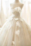 Champagne Tulle Lace Long Formal Dress, A-Line Evening Gown HZ1024