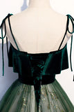 Green Velvet Long Prom Dresses, A-Line Evening Dresses HZ1024