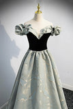 Off the Shoulder Satin Long Prom Dress, A-Line Evening Dress HZ1024