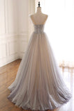 Cute Tulle Sequins Long Prom Dresses, A-Line Evening Dresses HZ1024