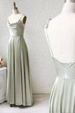 Simple Satin Long Prom Dresses, A-Line Evening Party Dresses HZ1024