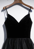 Black Velvet Tulle Short Prom Dresses, A-Line Party Dresses HZ1024