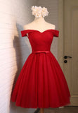 Red Tulle Short Prom Dresses, A-Line Party Dresses HZ1024