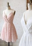 Cute Lace Short Prom Dresses, A-Line Homecoming Dresses HZ1024