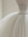 Light Champagne Ball Gown Tulle Sweetheart Long Prom Dress, Beautiful Formal Dress Sweet 16 Dress HZ1024