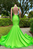 Gorgeous Bright Green Prom Dress Glittering Beaded Evening Gown Mermaid Party Dress Long Formal Dress HZ1024