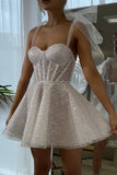 Fashion Silvery Corset Sweetheart Sequin Design Spaghetti Strap Homecoming Dress HZ1024